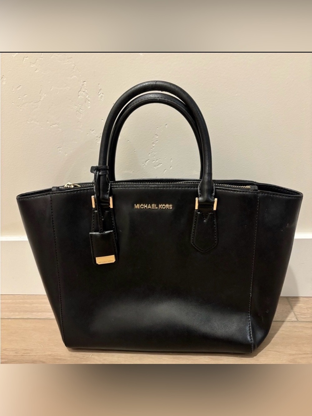 Michael Kors Black Leather Tote Shoulder Bag